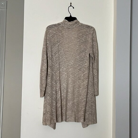 ✨🕊️ Vintage Eileen Fisher Beige Open Front Lightweight Knit Cardigan Sweater - Picture 2 of 12